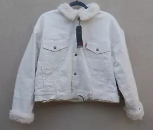 Levi's Women's Sherpa Trucker Jacket White Cozy Cocoon Premium $148 - M L - Picture 1 of 9