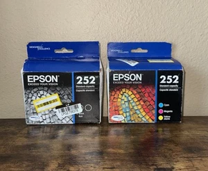 Genuine Epson 252 Color Ink Cartridges 3-Pack CMY + 252 Blk (2) 11/25, 02/26 NEW - Picture 1 of 3
