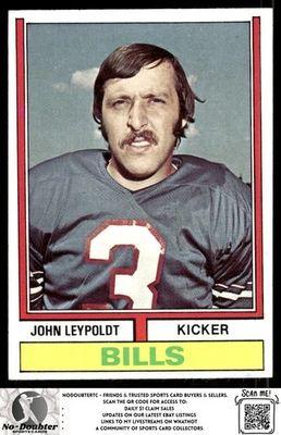 1974 Topps #288 John Leypoldt Buffalo Bills - Image 1 of 2