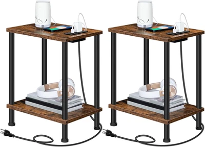 Side Table with Charging Station, Set of 2 End Tables with USB Ports and Outlets - Image 1 of 4