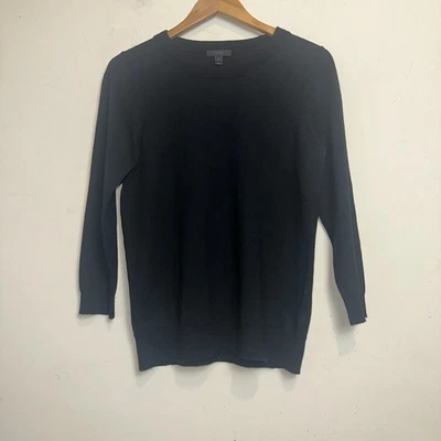 J. Crew Women's M Merino Wool Crew Neck Sweater Black Classic Preppy Style E1277 - Image 1 of 4
