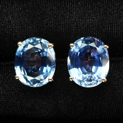 Pristine Cornflower Blue Sapphire 12.85Ct 925 Sterling Silver Rose Gold Earrings - Image 1 of 4