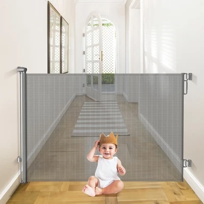 Retractable Baby Gates Extra Wide | 55 Wide x 38 Tall Dog Gates for Stairs | ... - Image 1 of 4