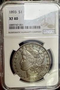 1893 Morgan Silver Dollar NGC XF-45 TONED - Picture 1 of 3