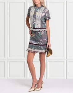 RRP €2295 DSQUARED2 Silk Tulle Mini Dress IT38 US2 UK6 XS Floral Glitter Ruffle - Picture 1 of 10
