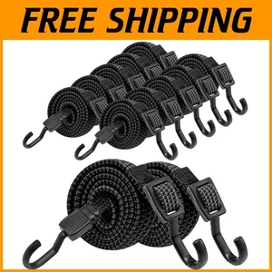 Heavy Duty UV-Resistant Bungee Cords with Metal Hooks - 12pc - Picture 1 of 10