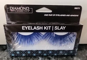 Diamond Cosmetics Metallic Blue Eyelashes ~ Adhesive Included ~ Costume Wear - Picture 1 of 2