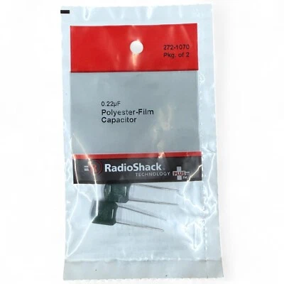 RadioShack Condensador de Película de Poliéster .022 uF Paquete 272-1070 de 2 nuevos y precintados Foto 1 de 2