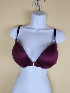 VICTORIA’S SECRET “Very Sexy” Floral Lace Push Up purple front clasp Bra 34DD - Picture 1 of 8