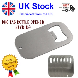 Stainless Steel Dog Tag Bottle Opener Heavy Duty Bar Pub Key Ring Chain Keyring - Picture 1 of 3