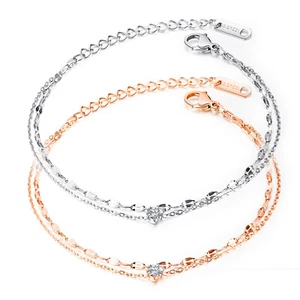 Brazalete de mujer acero inoxidable 2 filas circonita plata oro rosa - Imagen 1 de 8