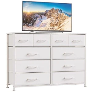 White Dresser for Bedroom, 10 Drawers Dresser for 55'' Long TV Stand Entertai... - Picture 1 of 9