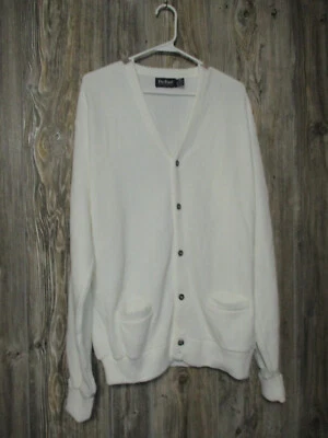 Par Four Sweater Cardigan Mens XLT White Button Vtg 90s Preppy Old Money Grandpa - Image 1 of 4