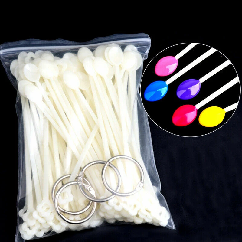 100 Pcs False Nail Art Spoon Display Wheel Polish Practice Gel Color Tip Stick  - Image 1 of 4