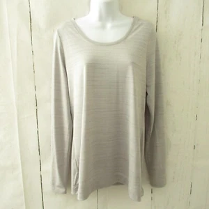 Lorna Jane Long Sleeve Top M Medium Gray Heather Cut Out Workout Yoga - Picture 1 of 4