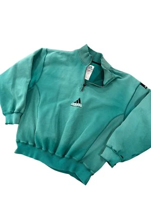 Sudadera De Colección Años 90 Grunge Adidas Envejecida Usada 1/4 Cremallera Surf Skate L Foto 1 de 4