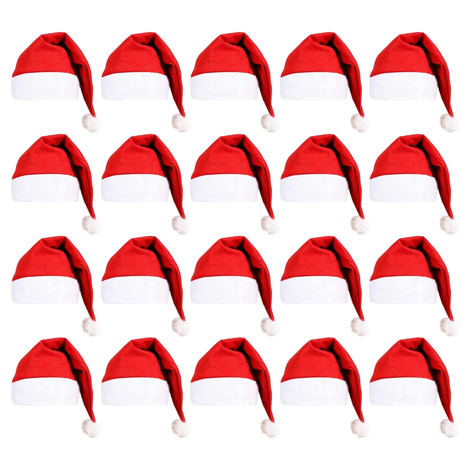 X20 BULK ADULT SANTA CHRISTMAS HATS FANCY DRESS XMAS OFFICE PARTY CHARITY RUN - Image 1 of 1