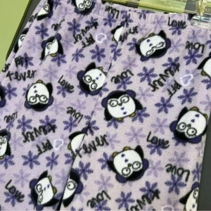 Girls Fleece Purple Penguin Pajama Pants Size Large - Picture 1 of 3