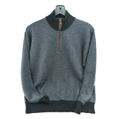 Gray ORVIS Half-Zip Sweater Sz. L 100% Merino Wool Herringbone ZigZag - Image 1 of 4