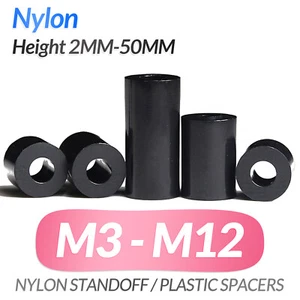 Black Nylon Standoff Plastic Spacers Washers M3 | M4 | M5 | M6 | M8 | M10 | M12 - Picture 1 of 230