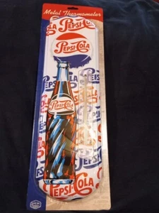 Letrero de hojalata estilo vintage termómetro de metal Pepsi Cola - Imagen 1 de 4