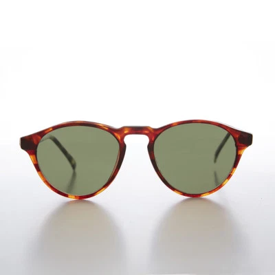 Классические круглые винтажные солнцезащитные очки с мостом для удержания ключей коричневые/зеленые линзы - Randy - Изображение 1 из 4