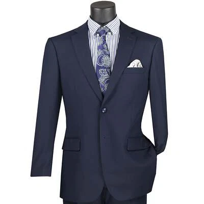 Traje de 2 botones VINCI azul marino para hombre con cintura ajustable, ajuste regular - NUEVO Foto 1 de 3