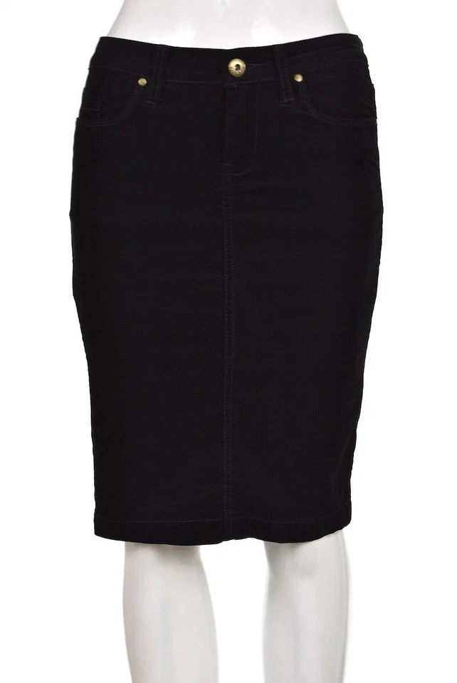 Blank NYC Womens Skirt Size 24 Black Corduroy Pencil Knee Length Cotton - Image 1 of 4