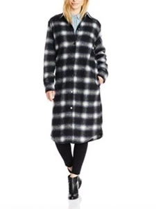 BB Dakota Women’s Plaid Flannel  Snap Button Shirt Dress Size XSmall Oversized - Picture 1 of 7