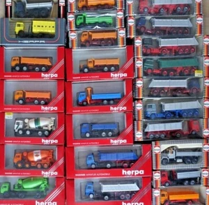 Volquete trasero Herpa MAN Mercedes Scania Volvo Iveco modelos H0 1:87 embalaje original - Imagen 1 de 97