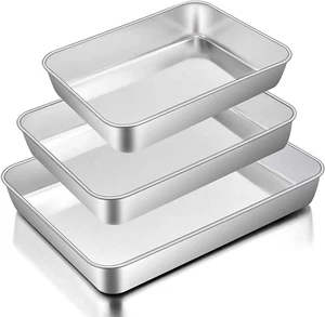 E-Far Baking Pans Set of 3, Stainless Steel Sheet Cake Pan for Oven - 12.5/10.5/ - Picture 1 of 12