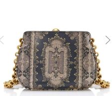 NWT Authentic $495 Tory Burch "Mini Shoulder Frame Bag" in Morocco color blk gld