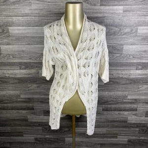 MAURICES Open Style Short Sleeve White Crochet Cardigan Sweater Women's Size XS - Picture 1 of 10