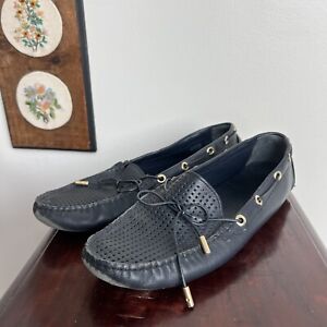 Tory Burch Navy Blue Perforated Driving Loafers size 11