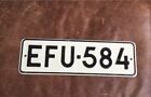 Finland ???? License Plate 1972 Base Finnish Vintage Tag # Efu 584 Scandinavian