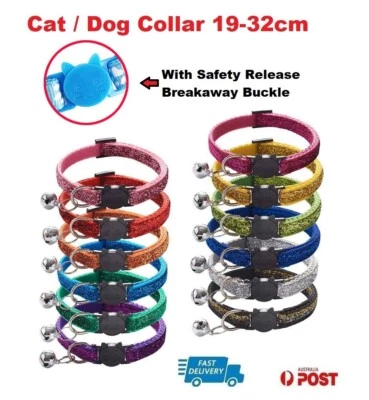 Breakaway Safety Quick Release Collar Adjustable Dog CAT Pet Puppy Kitten Bell - image 1 of 4
