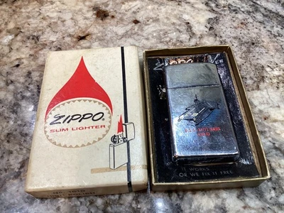 Vintage ZIPPO USS Kitty Hawk CVA 63 Linha Fina Com Caixa - Imagem 1 de 4