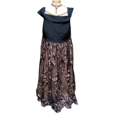 Morgan & Co. Maxi Vestido Formal Negro Floral Encaje Superpuesto Talla 20W Foto 1 de 4