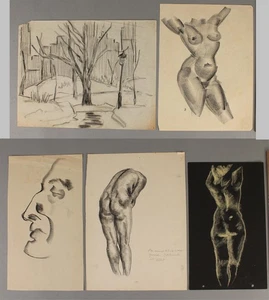 5 disegni originali STOWELL LECAIN FISHER SMITH donna nuda New York City New York New York schizzo - Foto 1 di 11