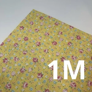 Happy Message 30s Mini Flower Print Yellow Fabric 100cm Retro Quilting Japan - Picture 1 of 2