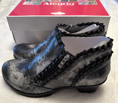 Botín Alegria Hannah Negro Elegancia Floral Metálico EU 40* US 9.5/10 NUEVO EN CAJA Foto 1 de 4