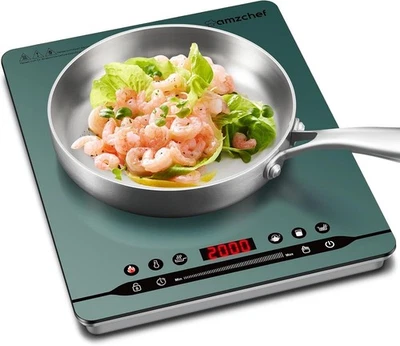 AMZCHEF Induktionskochfeld 2000W Einzel Kochplatte Induktionskochplatte