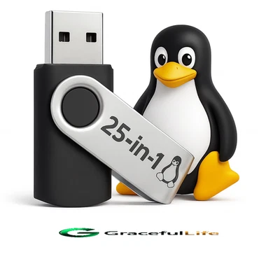 Linux ~ 25 each Distros MultiBoot Repair Portable 2025 ~ Ultimate Linux OS 64GB - Image 1 of 4