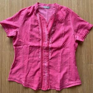 Gelco Damenbluse - kurzarm - pink - Gr. 40 mit schönen Details - Bild 1 von 9