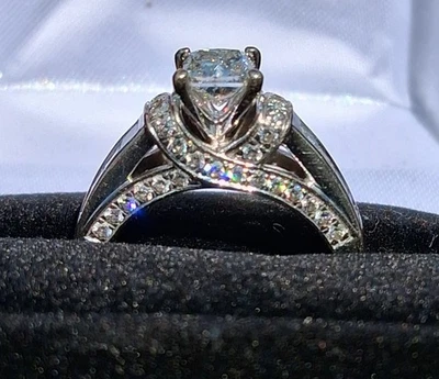 Tolkowsky Ideal Cut .71 CT Diamond 14 Kt White Gold Engagement Ring Size 5 - Image 1 of 4