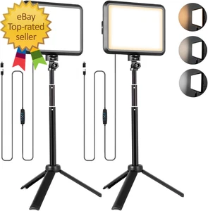 LED Photography Lighting Kit 2-Pack 8” Portable Video Light Tripod Stand - Picture 1 of 7