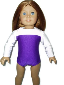 Leotardo de gimnasia blanco púrpura 18" ropa de muñeca se adapta a American Girl Ballet Dance - Imagen 1 de 2