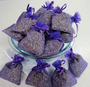 Set of 80 Lavender Sachets made with Purple Organza Bags - Picture 1 of 3