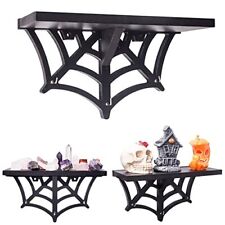 Spider Web Floating Shelf - Gothic Halloween Hanging Shelf with Hooks for Wal...