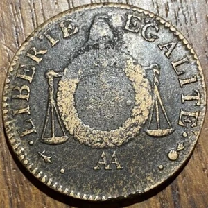 PIECE DE 1 SOL AUX BALANCES L’AN II AA. NON DATÉ 1794 (984) TRÈS RARE . - Picture 1 of 2